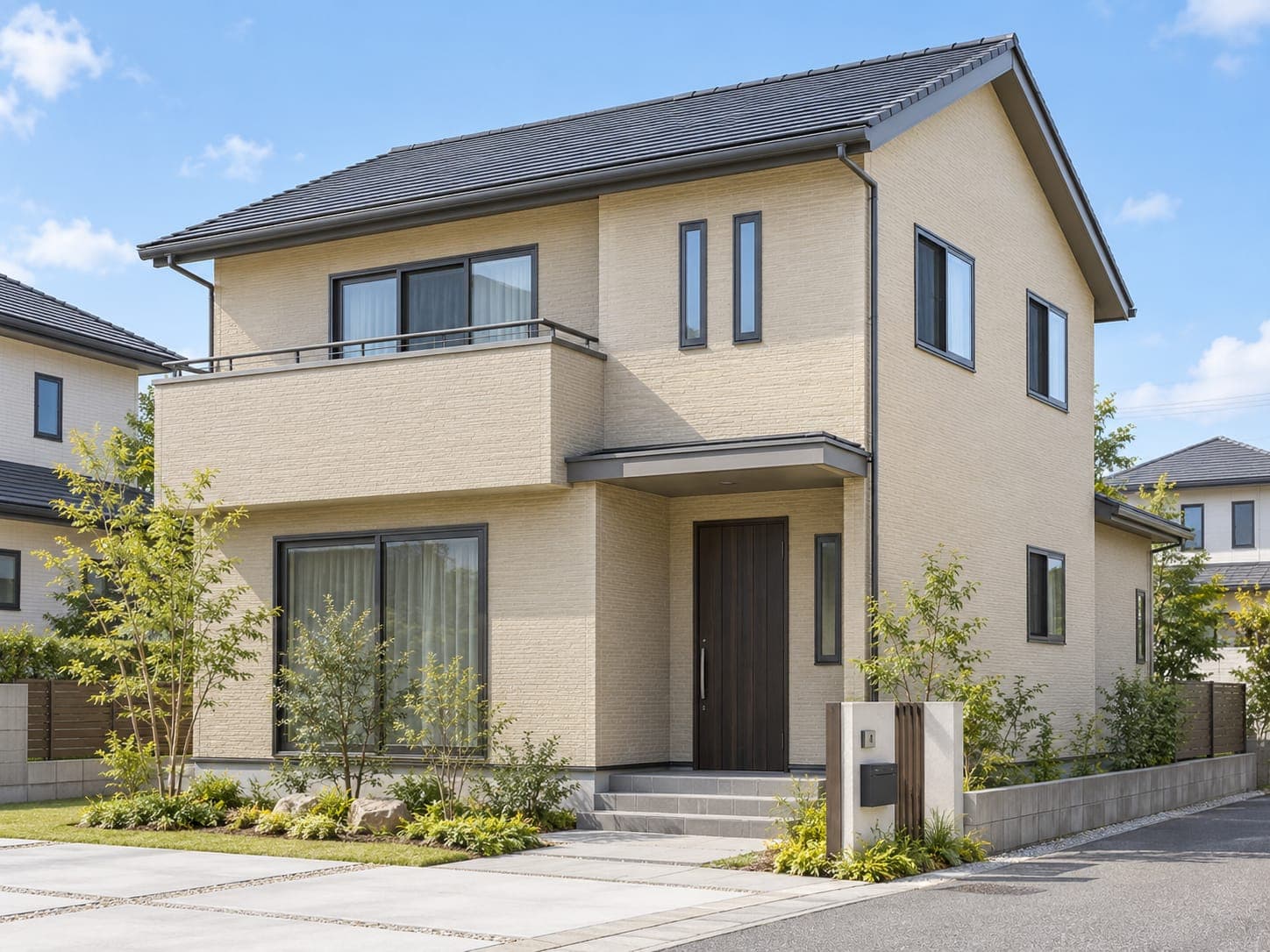 同じ住宅の外壁をベージュにしたカラーシミュレーション画像