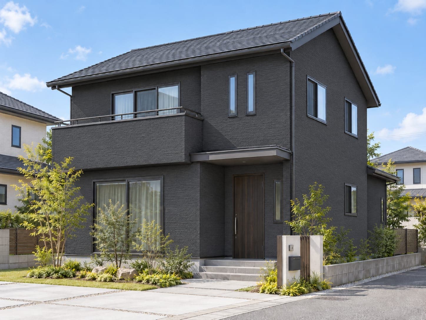 同じ住宅の外壁をチャコールにしたカラーシミュレーション画像
