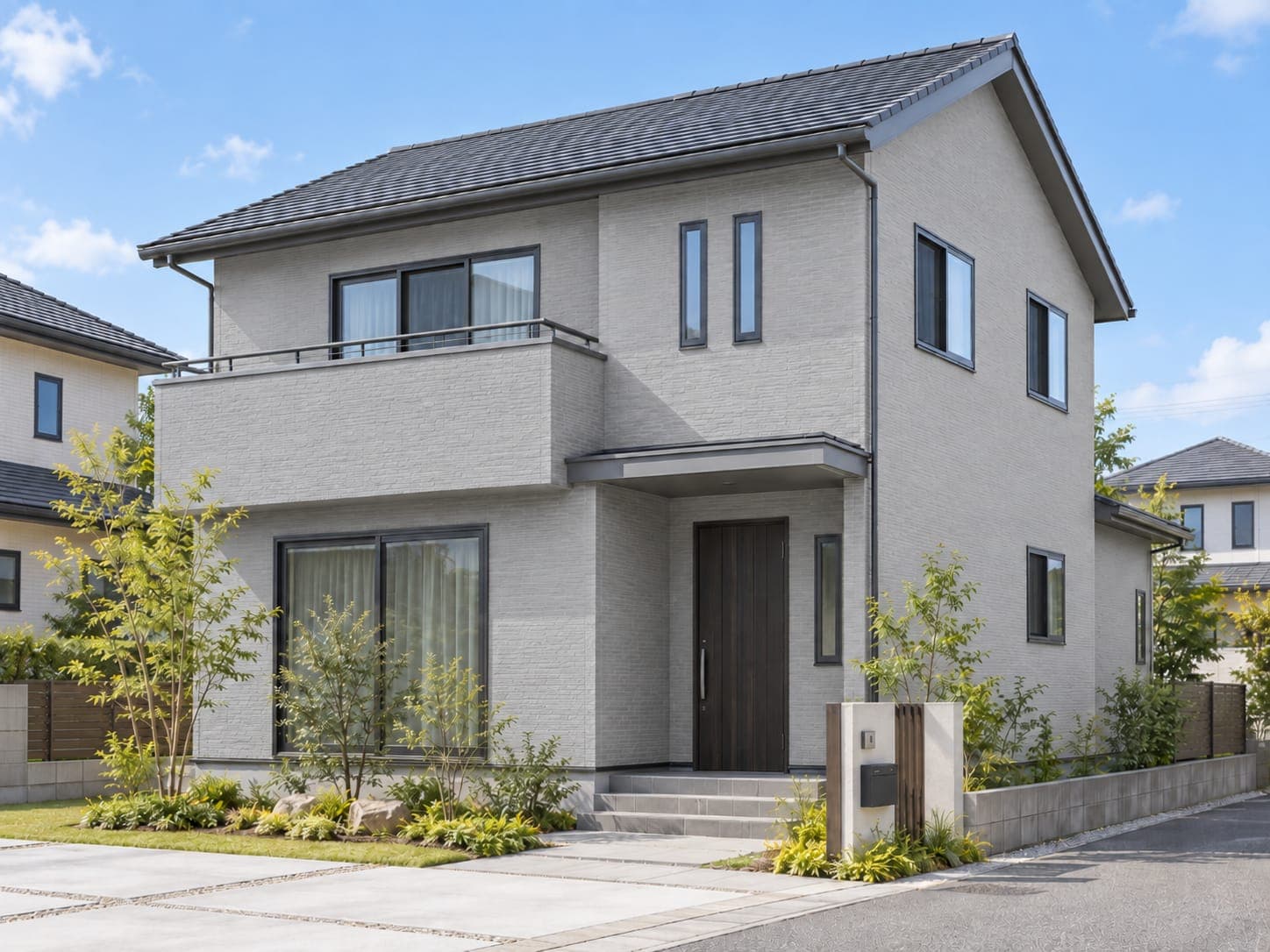 同じ住宅の外壁をライトグレーにしたカラーシミュレーション画像