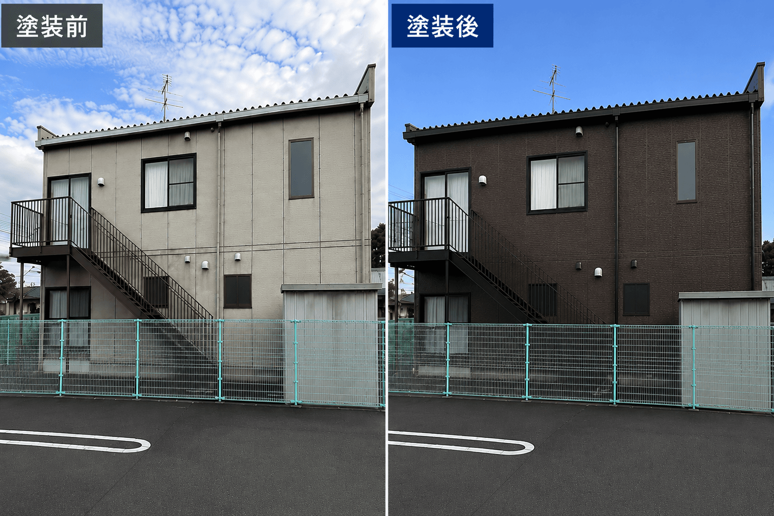 大分市の外壁塗装｜プレマテックス グランデ有機HRCの施工事例（塗装前・塗装後）