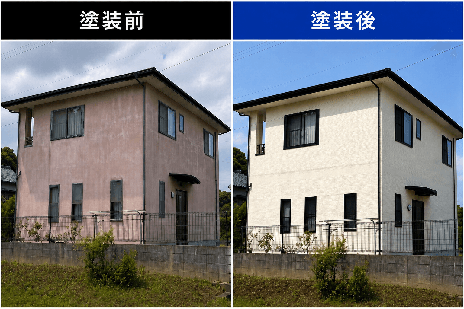 外壁塗装の施工事例 - 臼杵市