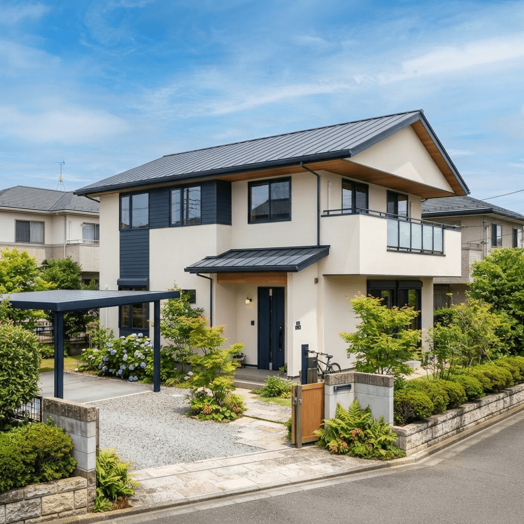 塗装が仕上がった住宅の外観